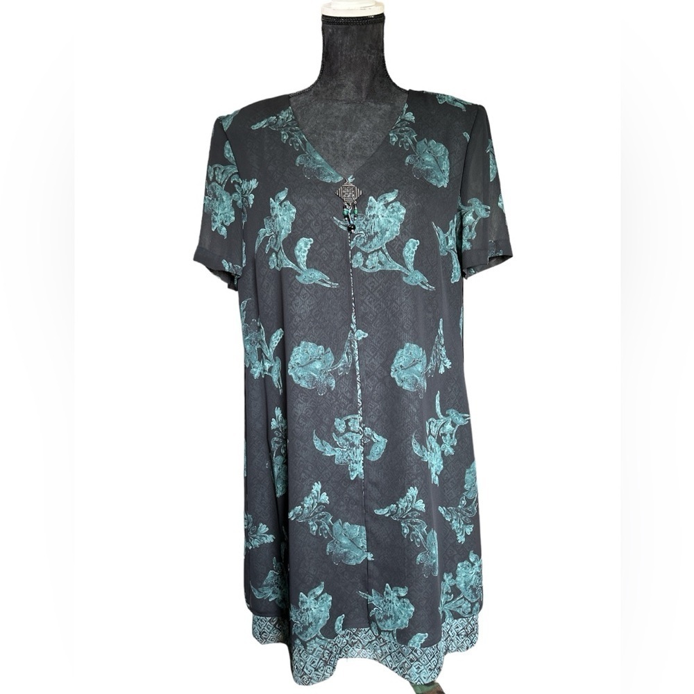 Carole Little Layered Dress Size 12 Black Green